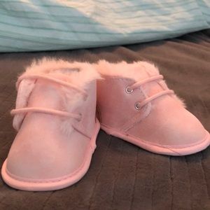 Faux suede and fur booties